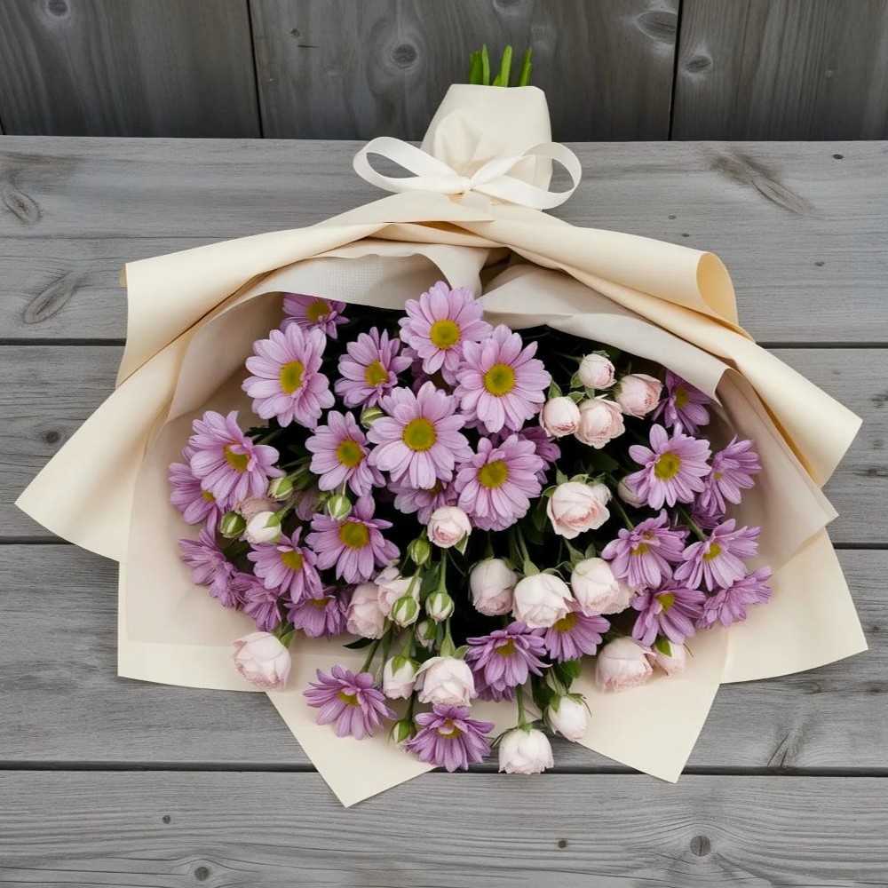 Букет цветов из: Розы и Хризантемы в Николаевке Еврейской автономная области