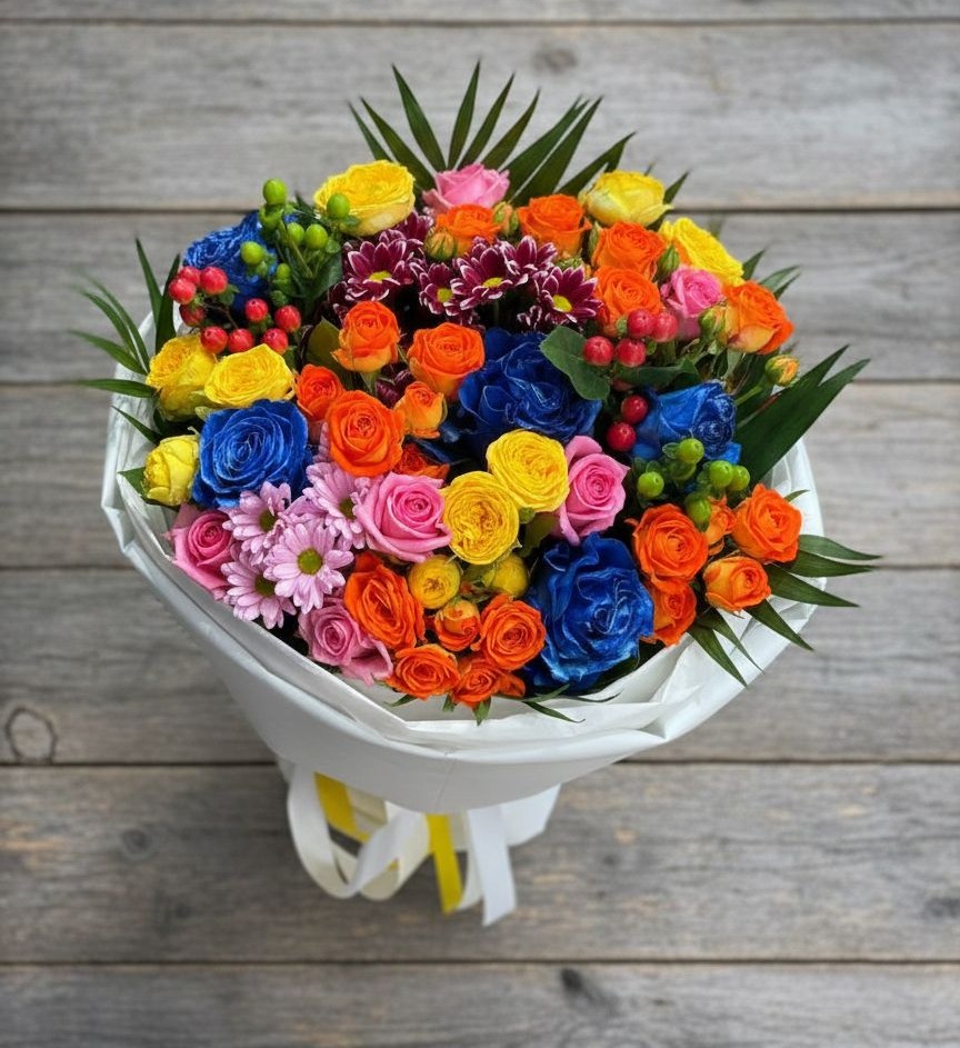 Букет цветов из: Розы и Хризантемы в Николаевке Еврейской автономная области