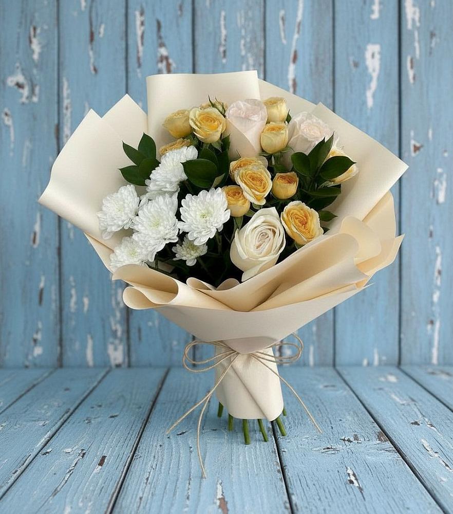 Букет цветов из: Розы и Хризантемы в Николаевке Еврейской автономная области