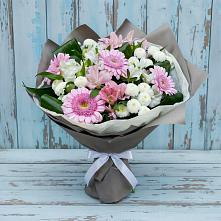 Букет цветов из:  Герберы, Альстромерии и Хризантемы в Николаевке Еврейской автономная области