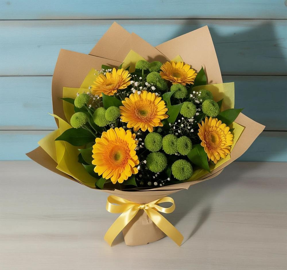 Букет цветов из: Герберы и Хризантемы в Николаевке Еврейской автономная области