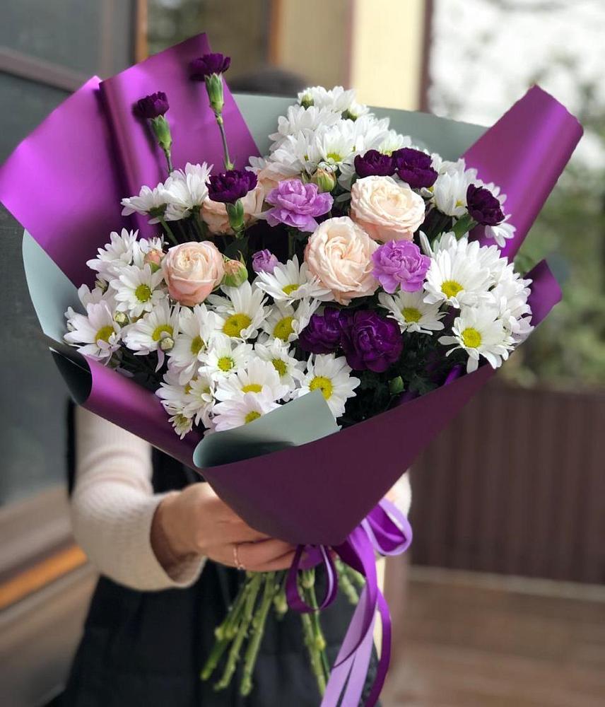 Букет цветов из: Хризантемы, Гвоздики и Розы в Николаевке Еврейской автономная области