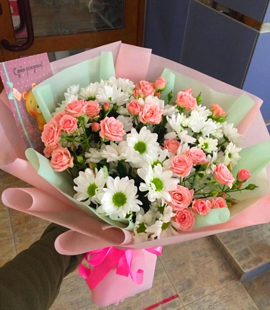 Букет цветов из: Розы и Хризантемы в Николаевке Еврейской автономная области