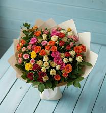 Букет Микс из разноцветных кустовых роз в Николаевке Еврейской автономная области